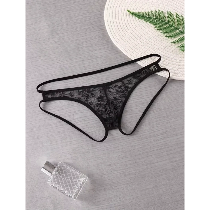 Seksi Dantelli Arkası Açık Seksi Siyah Erkek Külot