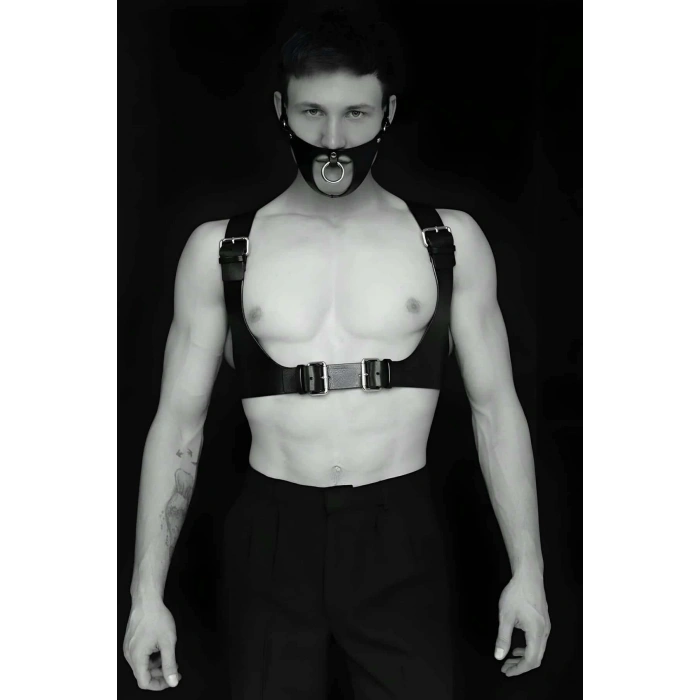 Seksi Deri Göğüs Ve Maske Harness - Brfm112