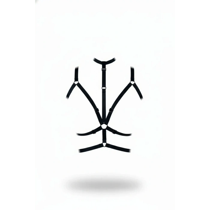 Siyah Göğüs Harness Ayarlanabilir Elastik Kafes Detaylı - Brf137