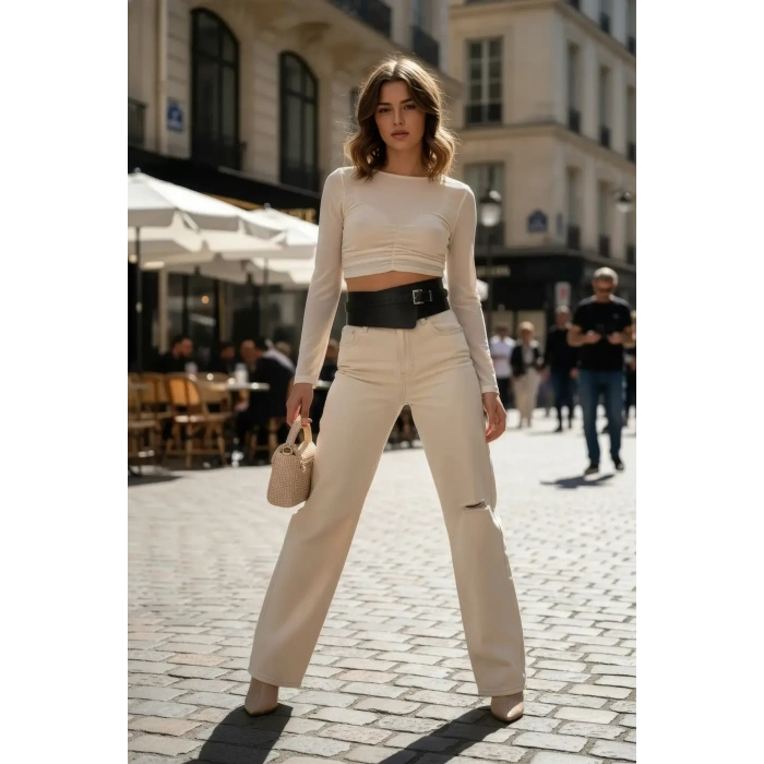 Siyah Kadın Kemer Kalın Korse Bel Aksesuarı - Brf1128