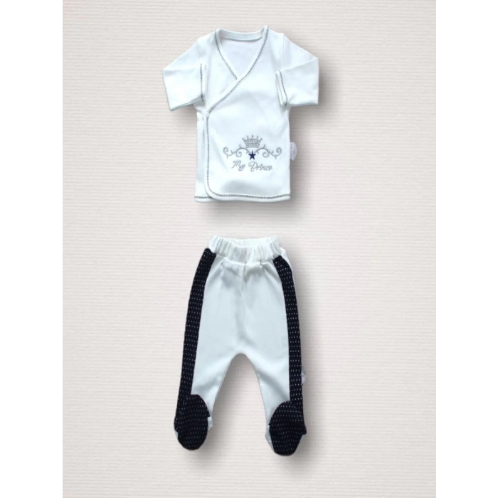 Süper Prens Nakışlı  10lu Zıbın Takımı Hastane Çıkışı Lacivert