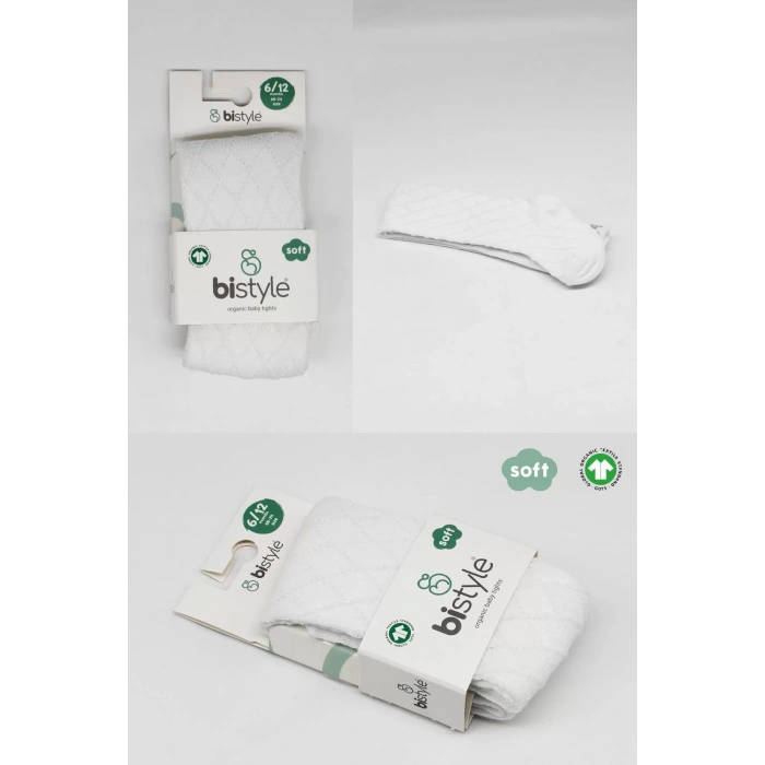 Tekli Ekose Kabartma Penye Külotlu Çorap Bs50105 Beyaz