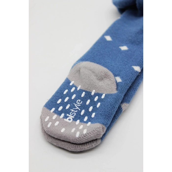 Tekli Puan Kaymaz Havlu Külotlu Çorap  İndigo