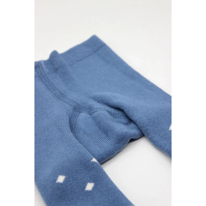 Tekli Puan Kaymaz Havlu Külotlu Çorap  İndigo