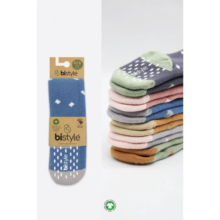 Tekli Puan Kaymaz Havlu Külotlu Çorap  İndigo