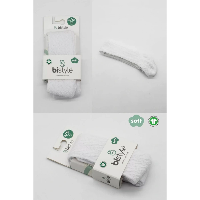 Tekli Zikzak Kabartma Penye Külotlu Çorap Bs50108 Beyaz