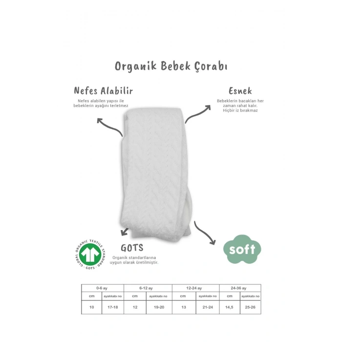 Tekli Zikzak Kabartma Penye Külotlu Çorap Bs50108 Beyaz