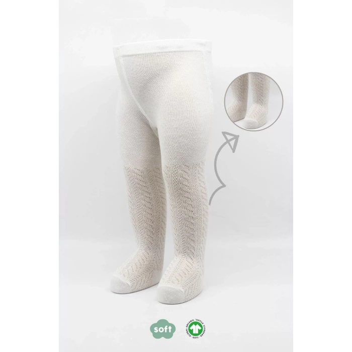 Tekli Zikzak Kabartma Penye Külotlu Çorap Bs50108 Ekru