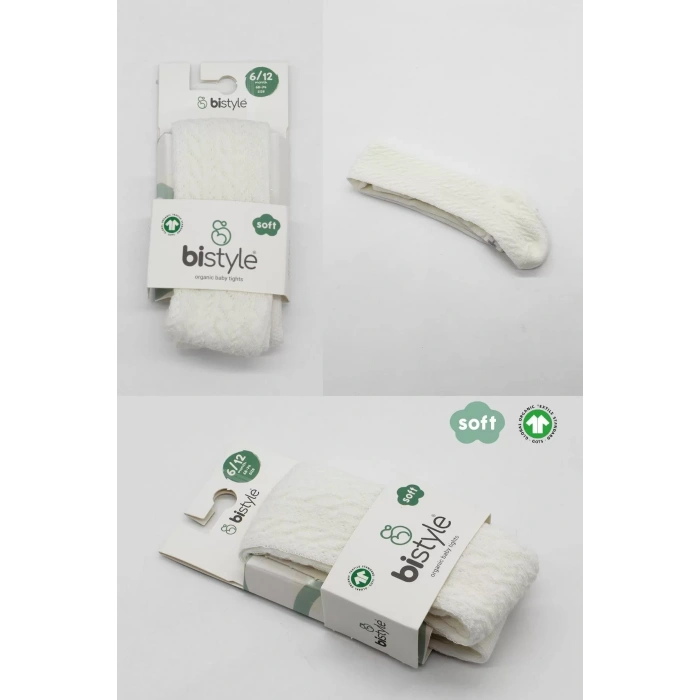 Tekli Zikzak Kabartma Penye Külotlu Çorap Bs50108 Ekru