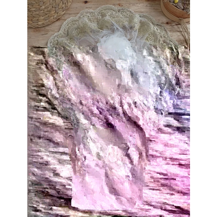 Yenidoğan Soft Kumru Melek Kanat Fiyonklu Gold Çift Dantel Duvaklı Trilüks Kundak Bebek Battaniyesi Ekru