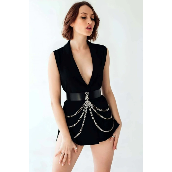 Zincirli Deri Bel Kemer Harness - Brf904