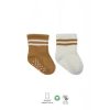 Çemberli Kaymaz Soket Çorap 2li  Ekru Hardal