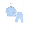 Cep Nakışlı Omuzdan Düğmeli % 100 Pamuk Erkek Bebek Takım