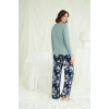 Çiçek Ve Yaprak Desenli Baskılı Pijama Takımı