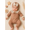 Dantel Yaka Detaylı Şapkalı 2li Kız Bebek Tulum