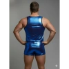 Erkek Mavi Lame Tank Top Boxer Takım
