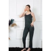 Giyim KADIN İP ASKILI YEŞİL EKOSELİ PİJAMA TAKIM