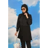 Giyim KADIN PANTOLONLU DESENLİ TAM TESETTÜR MAYO SİYAH