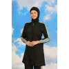 Giyim KADIN PANTOLONLU KOLU ŞERİTLİ TAM TESETTÜR MAYO SİYAH