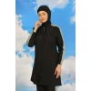 Giyim KADIN PANTOLONLU KOLU ŞERİTLİ TAM TESETTÜR MAYO SİYAH