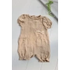 Müslin Kumaş Çiçek Nakışlı Pamuklu Kız Bebek Tulum