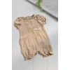 Müslin Kumaş Çiçek Nakışlı Pamuklu Kız Bebek Tulum