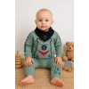 Oynar Gözlü Fularlı 3lü Erkek Bebek Takımı
