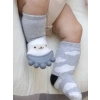 Silikon Diş Kaşıyıcılı Havlu Bebek Çorap Gri