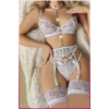 Under Moda Ekru Göğüs Balenli Dantelli Zincir Detaylı Seksi Jartiyer Takım