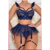 Under Moda Kadın Lacivert Tül Etekli, Göğüs Balenli Fantazi Kostüm