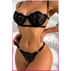 Under Moda Kadın Siyah Dantelli Balenli Sütyen Külot Takım