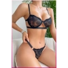 Under Moda Kadın Siyah Dantelli Balenli Sütyen Külot Takım