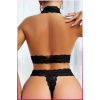 Under Moda Siyah Dantel Şeritli Seksi Sütyen Külot Takım