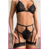 Under Moda Siyah Göğüs Dantelli Seksi Jartiyer Takım