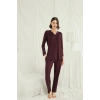Uzun Kollu Boydan Düğmeli V Yaka Pijama Takımı