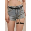 Zincirli Ayarlanabilir Şık Deri Jartiyer Harness - Brf961