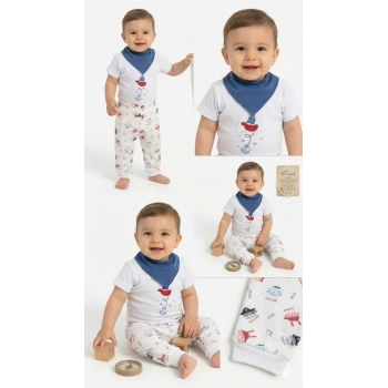 6/18 Ay Fularlı Çıtçıtlı Bady Bebek Takımı