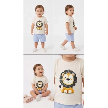 6/24 Ay Keten Şortlu Basic Bebek Takımı