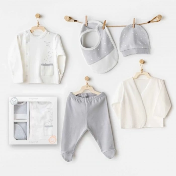 Andywawa Ac25700 Mommys Little Star 5li Yenidoğan Hastane Çıkışı Ekru