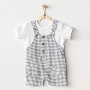 Andywawa Ac25804 Jumpsuit Set Little King Salopet Takım Grey