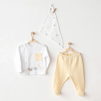 Andywawa Ac25807 Side Snap Set Little King 3lü Zıbın Set Yellow