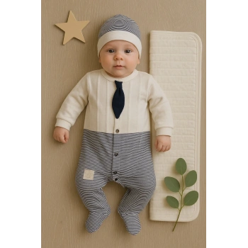 Battaniyeli Tulumlu Erkek Bebek Set %100 Pamuk
