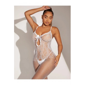 Beyaz Fantezi Kadın Seksi  Vücut Çorabı