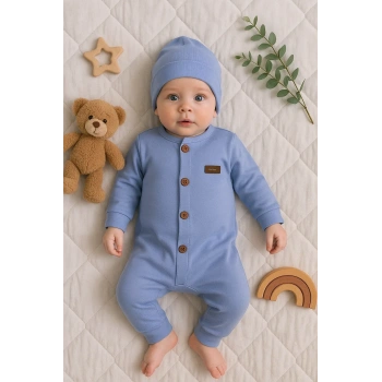 Düğmeli Önden Açık İnterlok Tulum