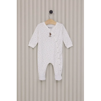 Erkek Bebek Patikli Tulum  Krem