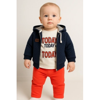 Erkek Bebek Today Baskılı Yağmurluk 3lü Takım