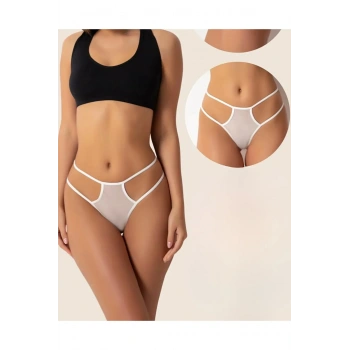 Fantazi Beyaz Seksi Tül Kadın String - Fantezi Tanga