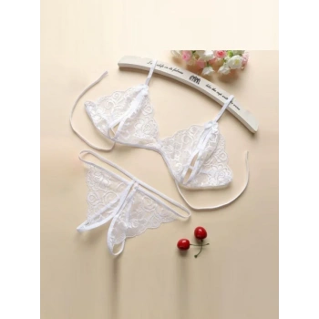 Fantezi Beyaz Dantelli Seksi Sütyen Kilot Takım