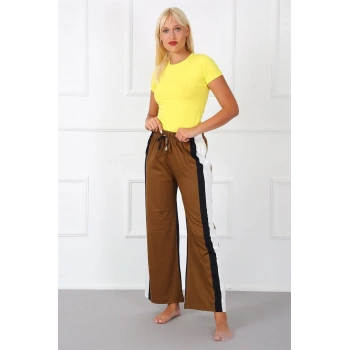 Giyim BAYAN PENYE BOL PAÇA PANTOLON SÜTLÜ KAHVE