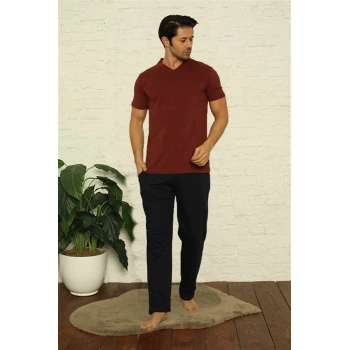 Giyim ERKEK BORDO V YAKA 3LÜ PİJAMA TAKIM